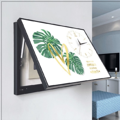 箱装饰画c玻璃镜面定制带钟表新中式欧电箱灯箱简约北配风