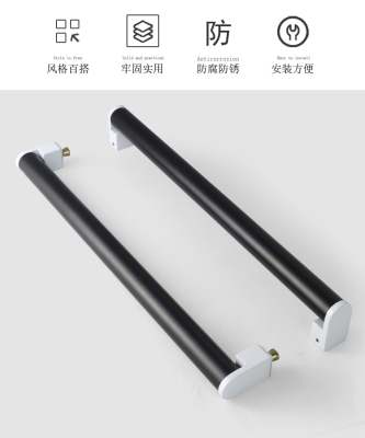 高档不锈钢玻璃门拉手黑色对装推拉办公室大门把手极简孔距可订制