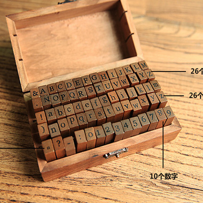 速发Retro 70pcs Wooden Alphabet Letters Number Seal Stamps S