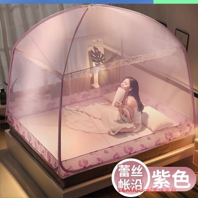 1.5m拆洗三开门大学生单门1.8米懒人挂风扇加密 蒙古包蚊帐免f安装