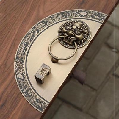 速发古门铁拉手家用经典传统加大带锁实用门拉手大号铜仿古大门锁