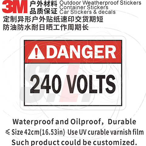 推荐ANSIDG31 DANGER 240V 240伏特 VOLTS电压3M进口户外不乾胶防