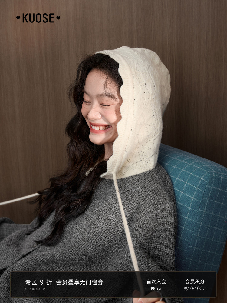 阔色灰色提花连帽毛衣针织衫女2025秋冬季新款格雷系穿搭上衣短款