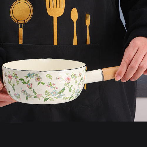 欧丽家珐琅搪瓷老式搪瓷单柄小奶锅煮面汤锅泡面锅煮锅煮螺蛳粉锅