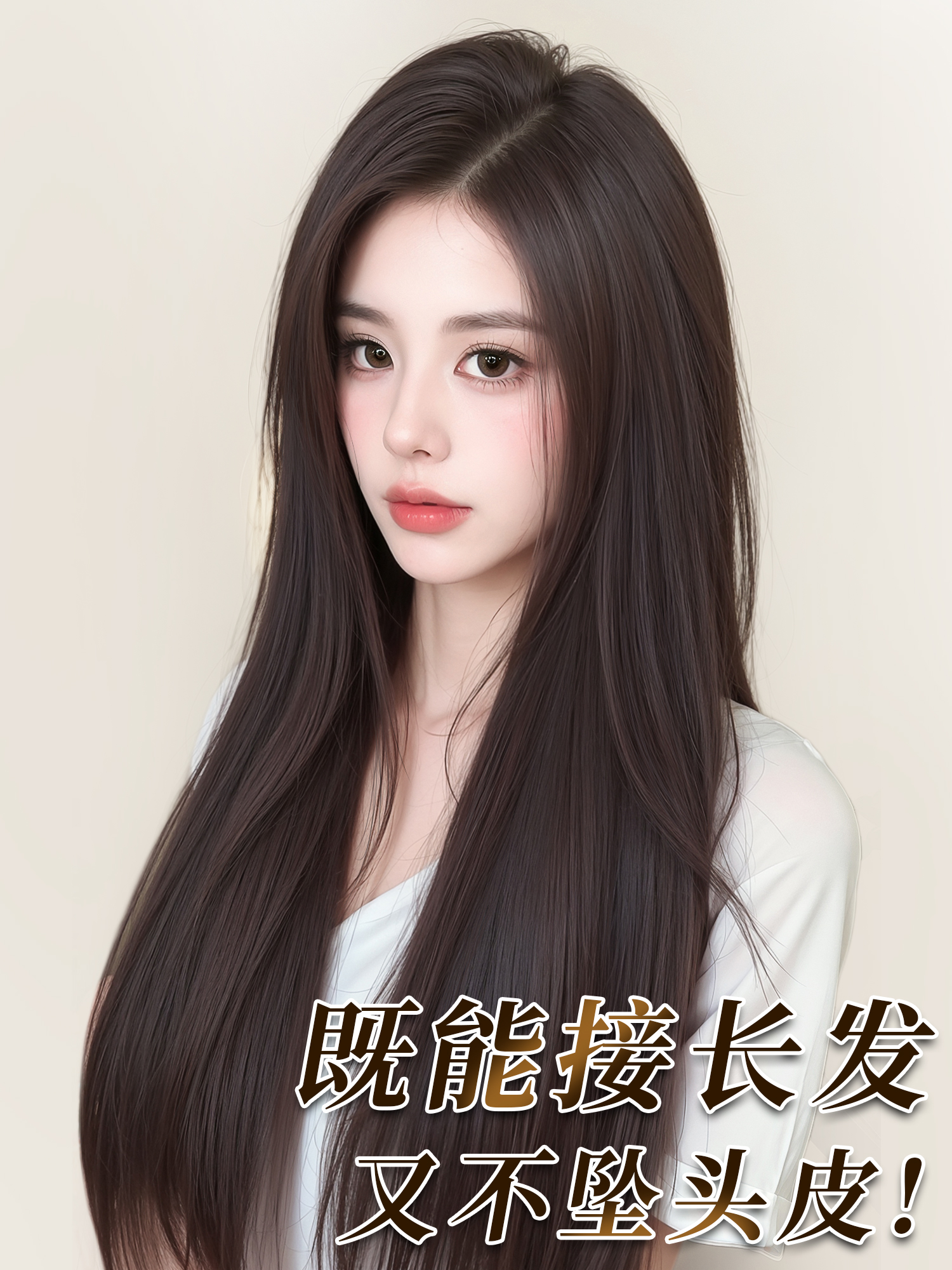 假发片增发量蓬松一片式轻薄款无痕接发片隐形补发黑长直假发贴片