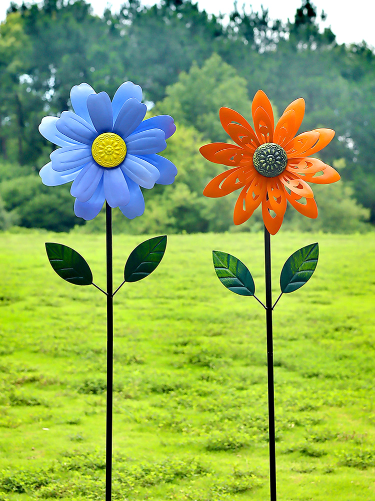 正品户外旋转铁艺风向风车花园装饰旋转庭院布置创意网红造景摆件