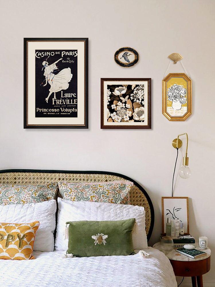 秋漪 法式客厅装饰画中古风卧室背景墙高级感挂画照片墙组合壁画