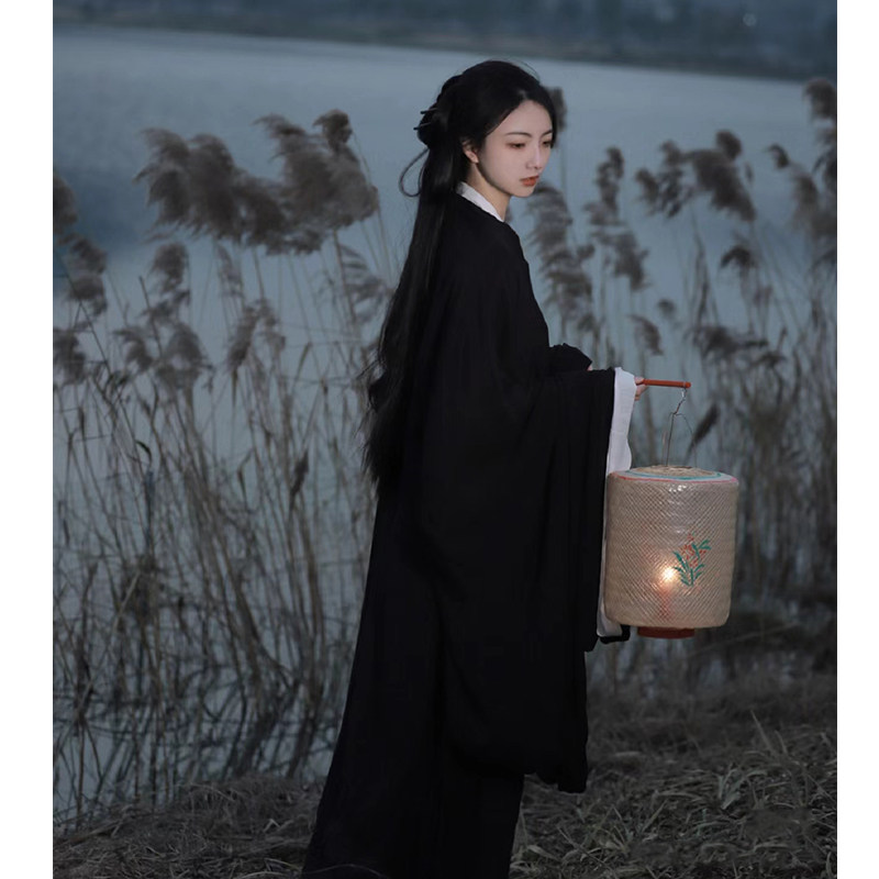 正品红色汉服女侠风魏晋古装大袖衫古风舞蹈演出服中国风2024新款