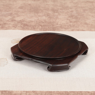 黑檀实木整料雕刻底座天圆地方花瓶盆景微型奇石玉器茶壶展示底座