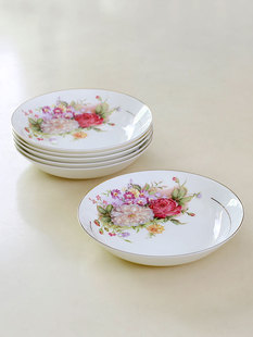 骨瓷盘子菜盘家用深盘方盘高级感陶瓷餐具餐盘吐骨碟碟子平盘 欧式