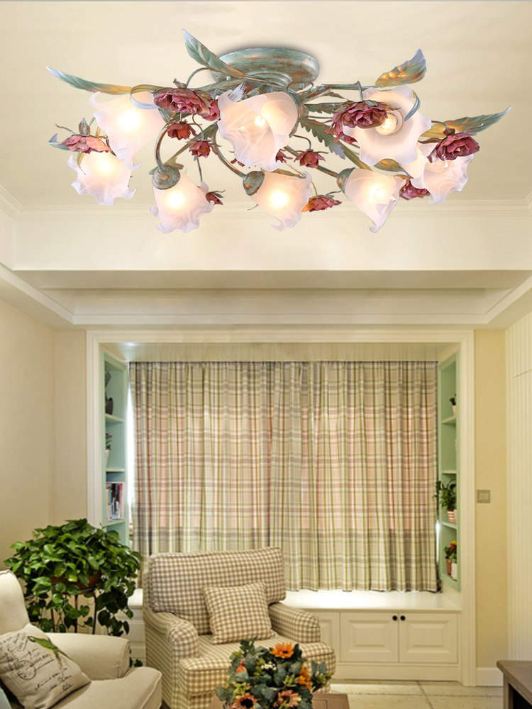 美苑田园花草灯铁艺花灯玫瑰花客厅吸顶灯led灯节能灯吸顶客厅灯,家装灯饰光源,客厅吸顶灯,淘宝优惠券,粉丝福利购,淘宝优惠卷