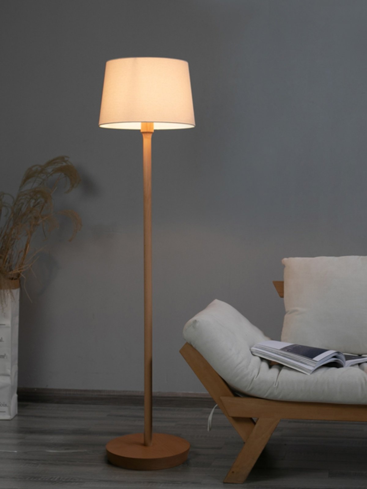 本来设计复古落地灯客厅氛围灯轻奢沙发旁卧室新中式实木落地台灯