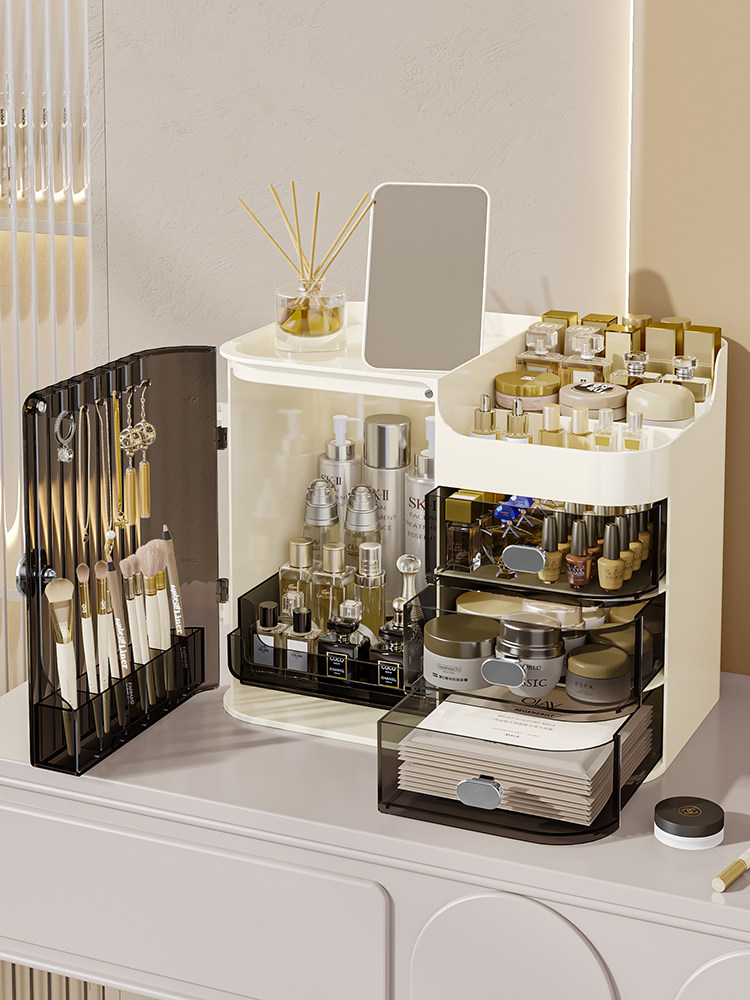 化妆品收纳盒大容量梳妆台护肤品收纳架抽屉式整理柜桌面防尘置物