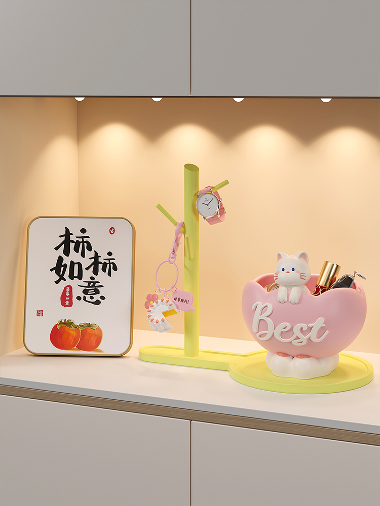 招财猫钥匙收纳玄关摆件入户门口鞋柜客厅家居装饰品乔迁新居礼品