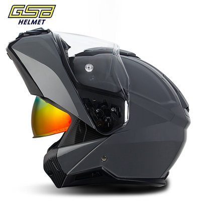新GSB摩托车头盔揭面盔男女式双镜片机车骑行赛车安全头盔四季摩