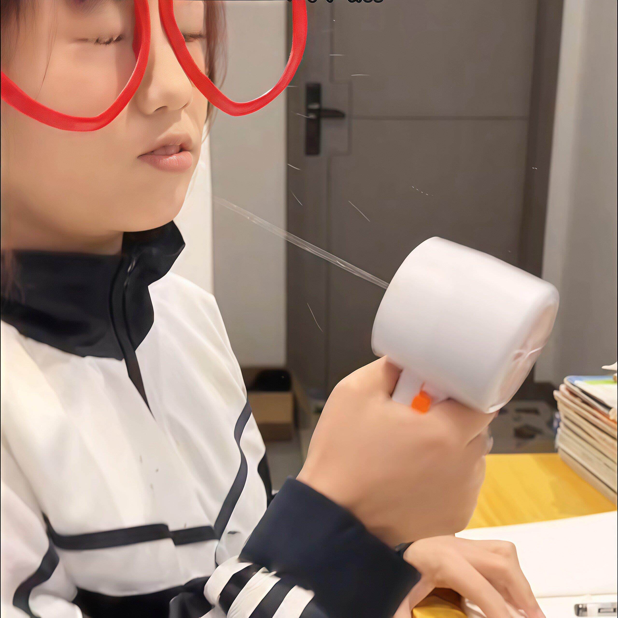 喷水乐~风扇水枪双面手持台式学生上课随身携可滋水恶搞水枪玩具
