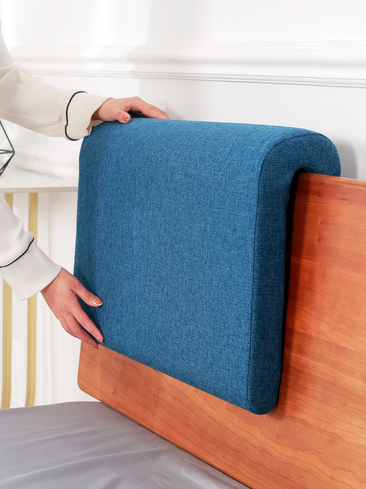 实木床头软包靠背靠垫ins风U形挂钩款床头海绵靠垫卧室软靠背欧式