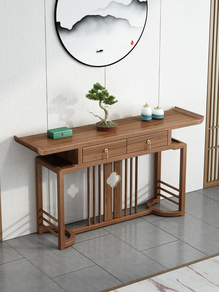 玄关桌新中式实木现代简约供桌条案轻奢入户门厅玄关台中式玄关柜