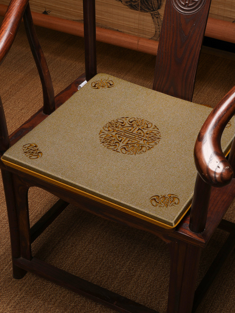 红木沙发垫，中国风棉麻扶手椅，太师椅，茶椅，餐椅，防滑红木家