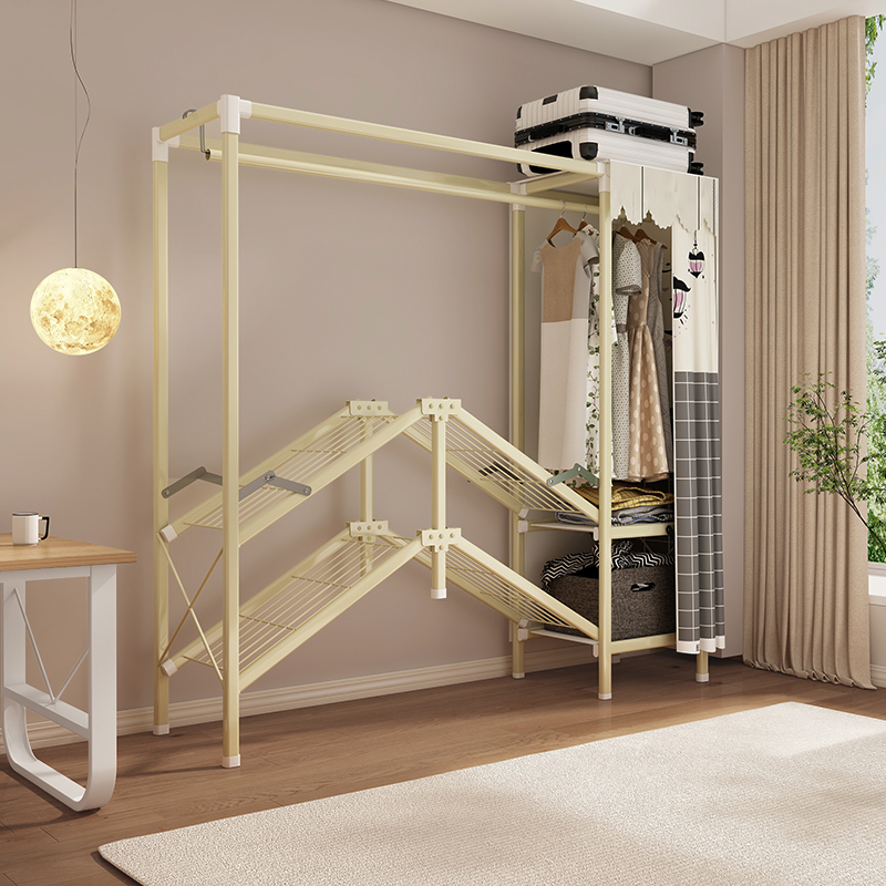 免安装折叠简易衣柜家用卧室出租房用收纳柜结实耐用全钢架布衣橱