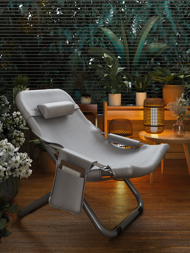 休闲躺椅可折叠午休椅子办公室午睡靠背椅便携阳台懒人沙发月亮椅