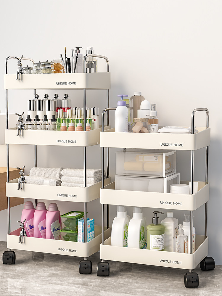 小推车置物架家用卫生间落地多层收纳架书架移动夹缝架子零食架子