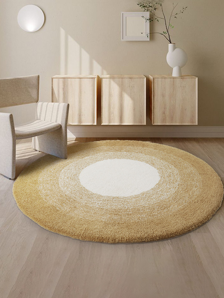 圆形地毯椅子垫毛绒卧室简约客厅书房高级感加厚定制家用房间地垫