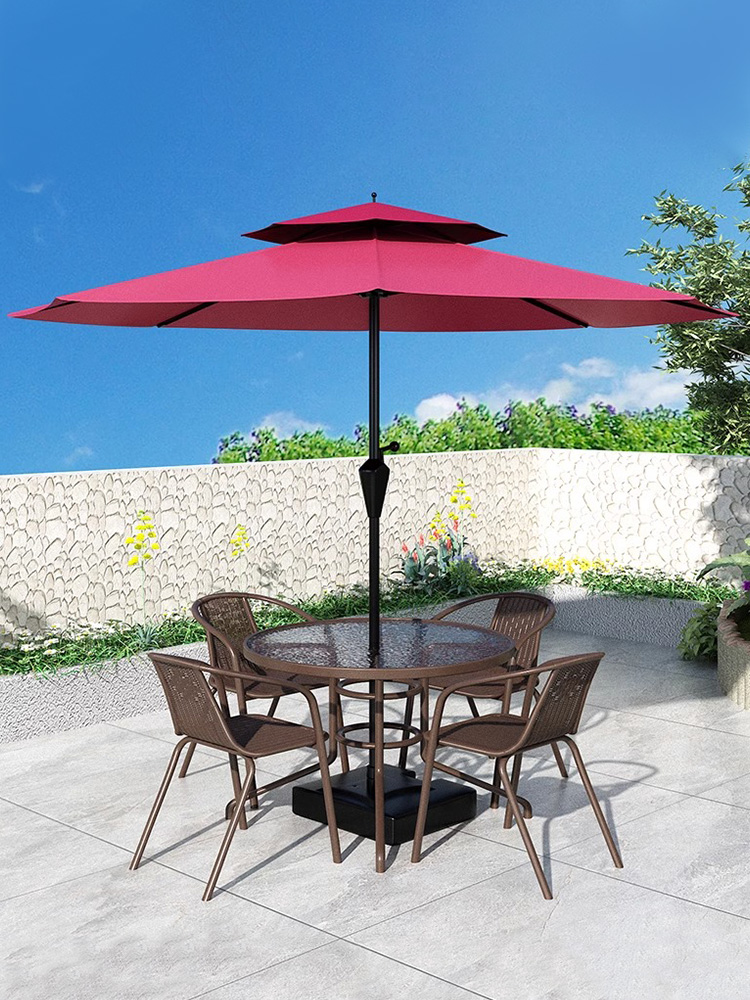 户外桌椅带伞庭院休闲室外遮阳伞组合套装防水防晒露天大花园喝茶