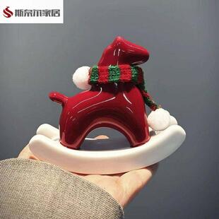 马到成功摆件摆件客厅2026新款红色陶瓷小马摆件马到成功摇摇马新