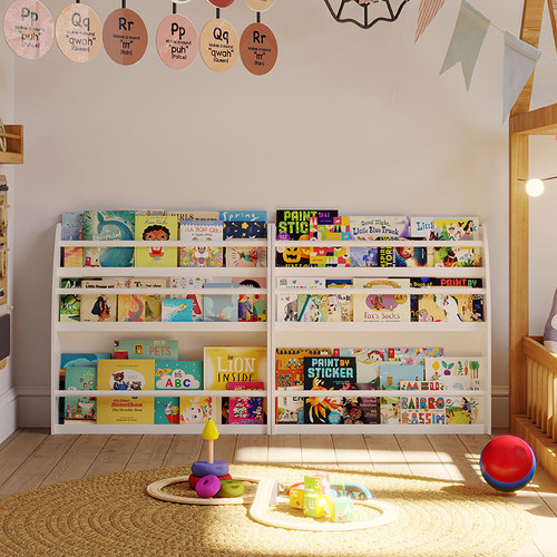 儿童书架壁挂式超薄落地绘本架展示架走廊宝宝阅读区小书架置物架