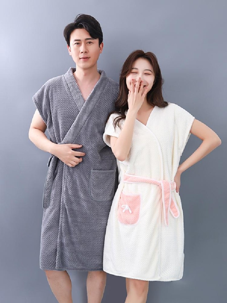 浴巾情侣款一对浴袍可穿式速干2024新款大人男款洗澡吸水可裹女士