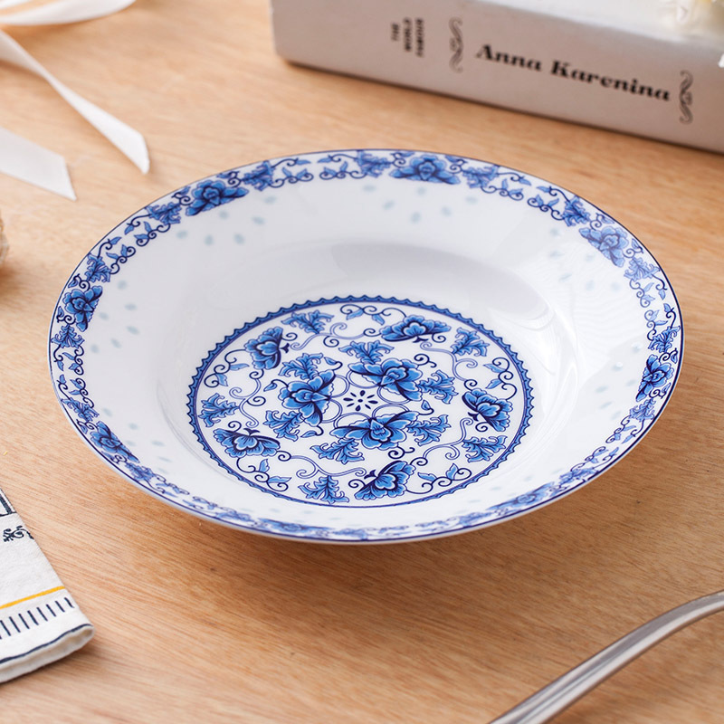 盘子家用菜盘2025新款景德镇骨瓷平盘汤盘青花瓷深盘餐盘陶瓷碟子