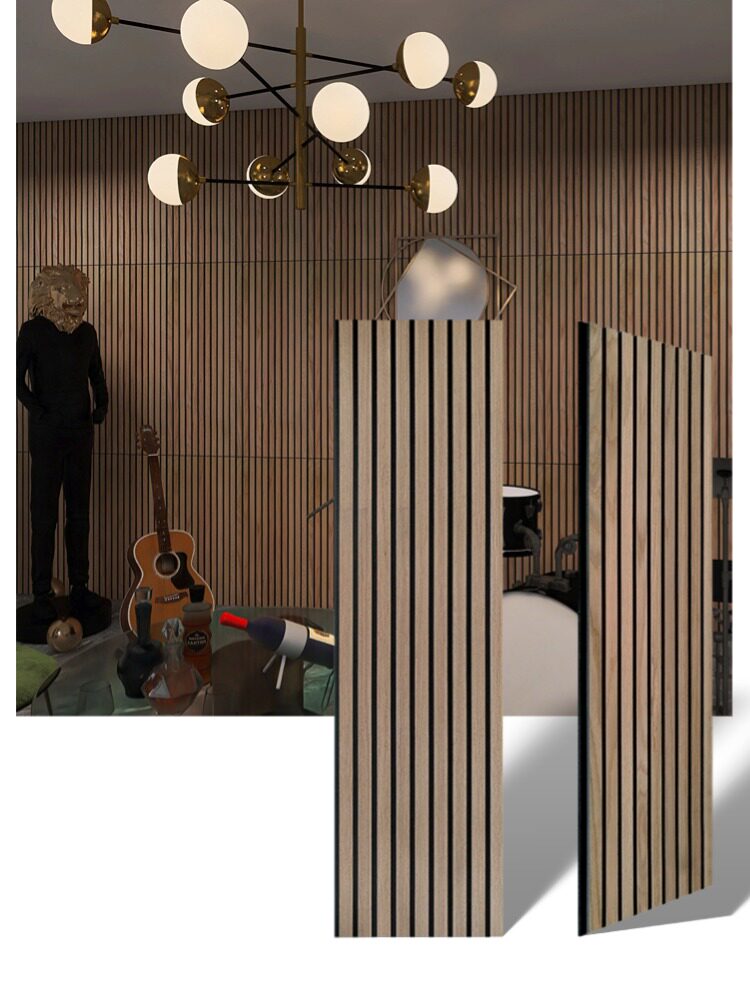 KASARO木质吸音降噪声学板墙面装饰低频陷阱格栅扩散板卧室背景墙