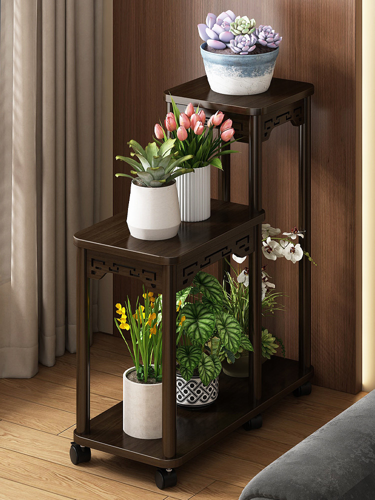 花架子客厅落地式置物架阳台实木中式客厅花台展示盆景花盆架收纳