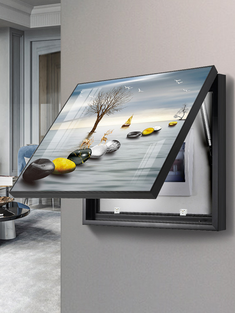 现代简约电表箱装饰画可推拉免打孔家用餐厅配电箱开关盒遮挡挂画