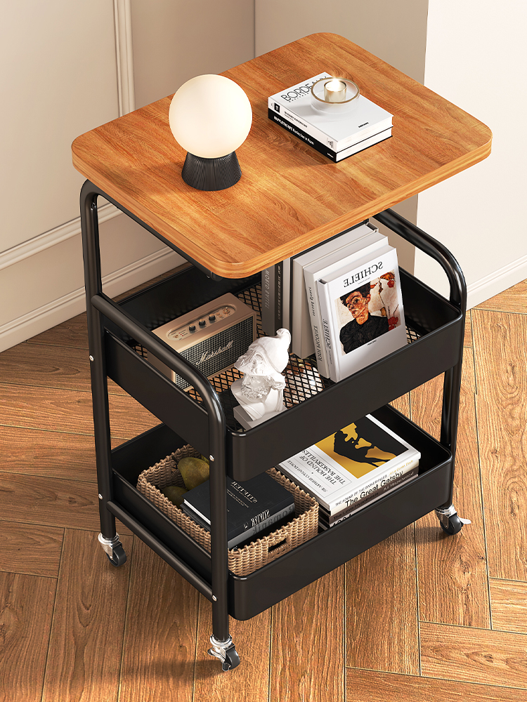 中古小推车零食置物架落地移动小桌子茶几客厅沙发边几卧室床头柜