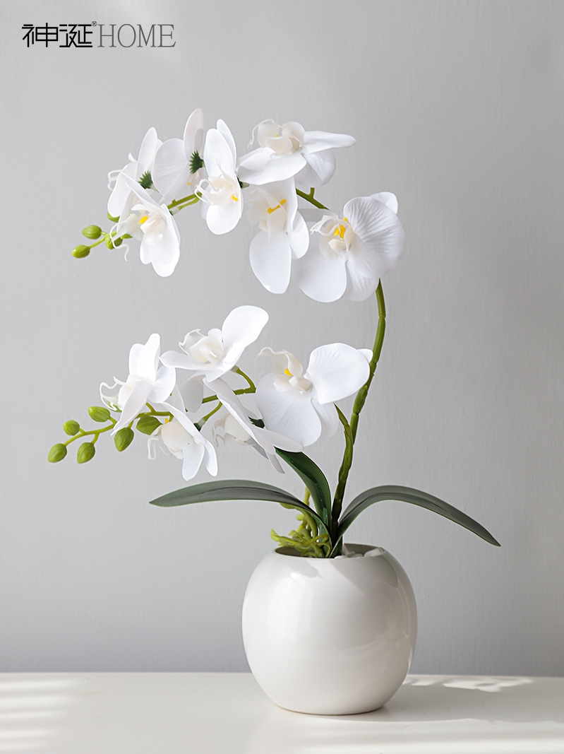 中式蝴蝶兰仿真花艺套装客厅餐桌茶几假花摆件电视柜桌面装饰绢花