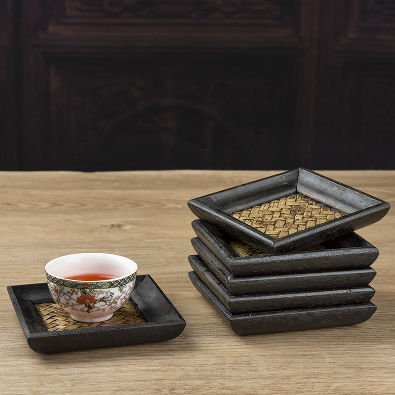 泰国竹编杯垫创意茶杯垫茶道功夫茶杯垫托垫杯托隔热垫茶道茶具