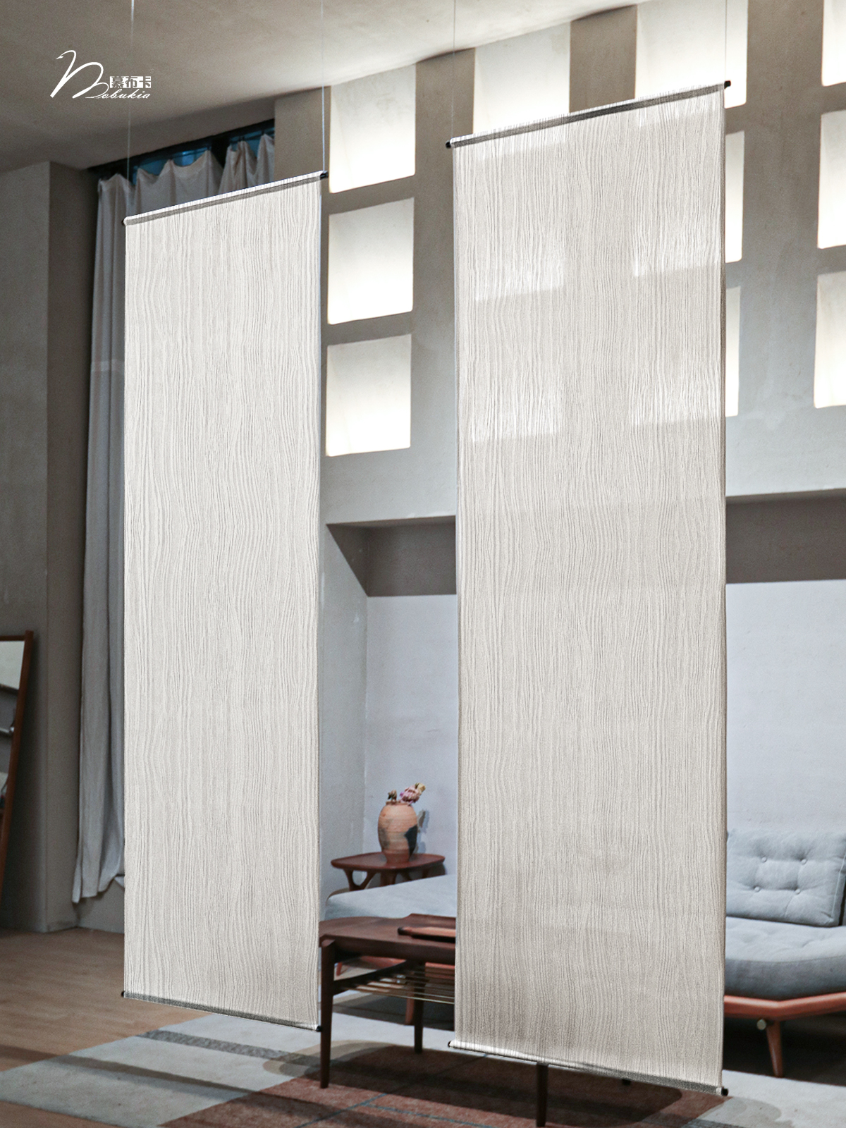慕布卡MOBUKIA透光不透人帘隔断帘遮光侘寂禅意卧室客厅玄关专利