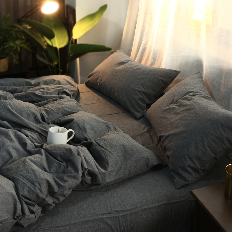 新疆包邮北欧水洗棉四件套全棉纯棉床单被套日式简约宿舍三件套床