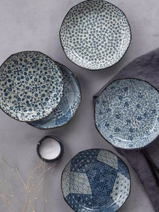 美浓烧日式釉下彩餐具创意菜盘骨碟子陶瓷家用早餐寿司盘小吃盘子