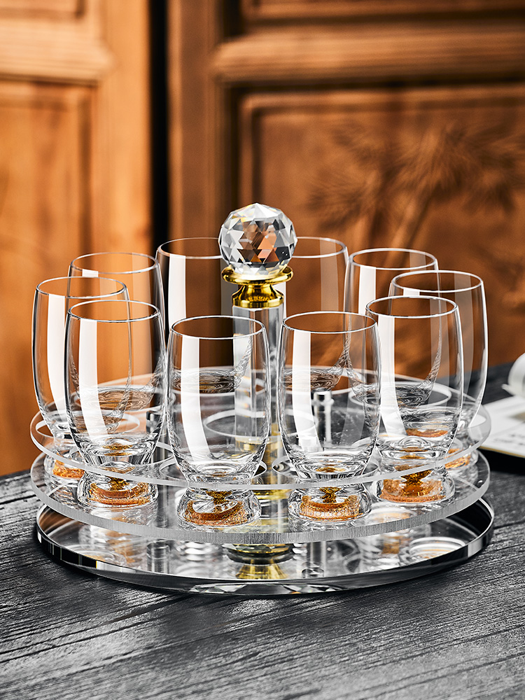 高档小号啤酒杯家用网红玻璃酒杯100ml创意冷饮杯酒杯套装沥水架