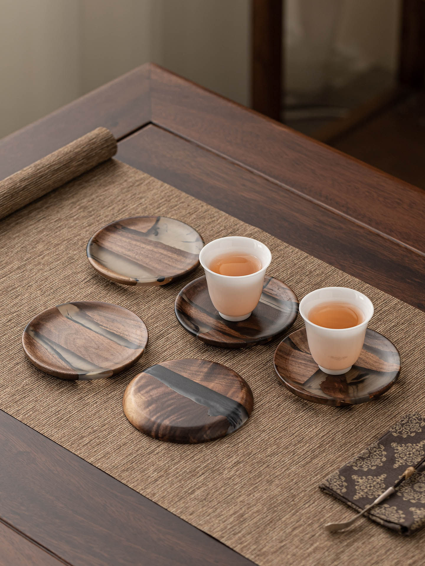 黑胡桃木杯垫隔热防烫茶托高档轻奢实木质中式水墨风咖啡茶杯垫,餐饮具,杯垫,淘宝优惠券,粉丝福利购,淘宝优惠卷