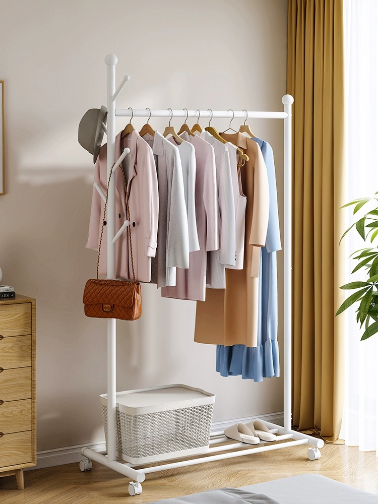 挂衣架落地卧室简易晾衣架子移动家用室内房间衣服衣帽架杆式小型