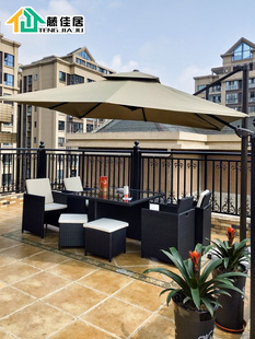 户外桌椅庭院组合露台室外椅子藤编滕椅休闲椅多人藤桌子接待家具