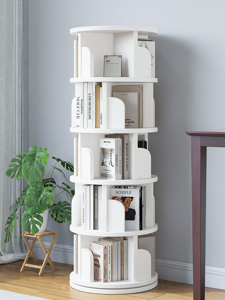 全实木旋转书架360度网红落地书柜家用储物柜小户型角落客厅收纳