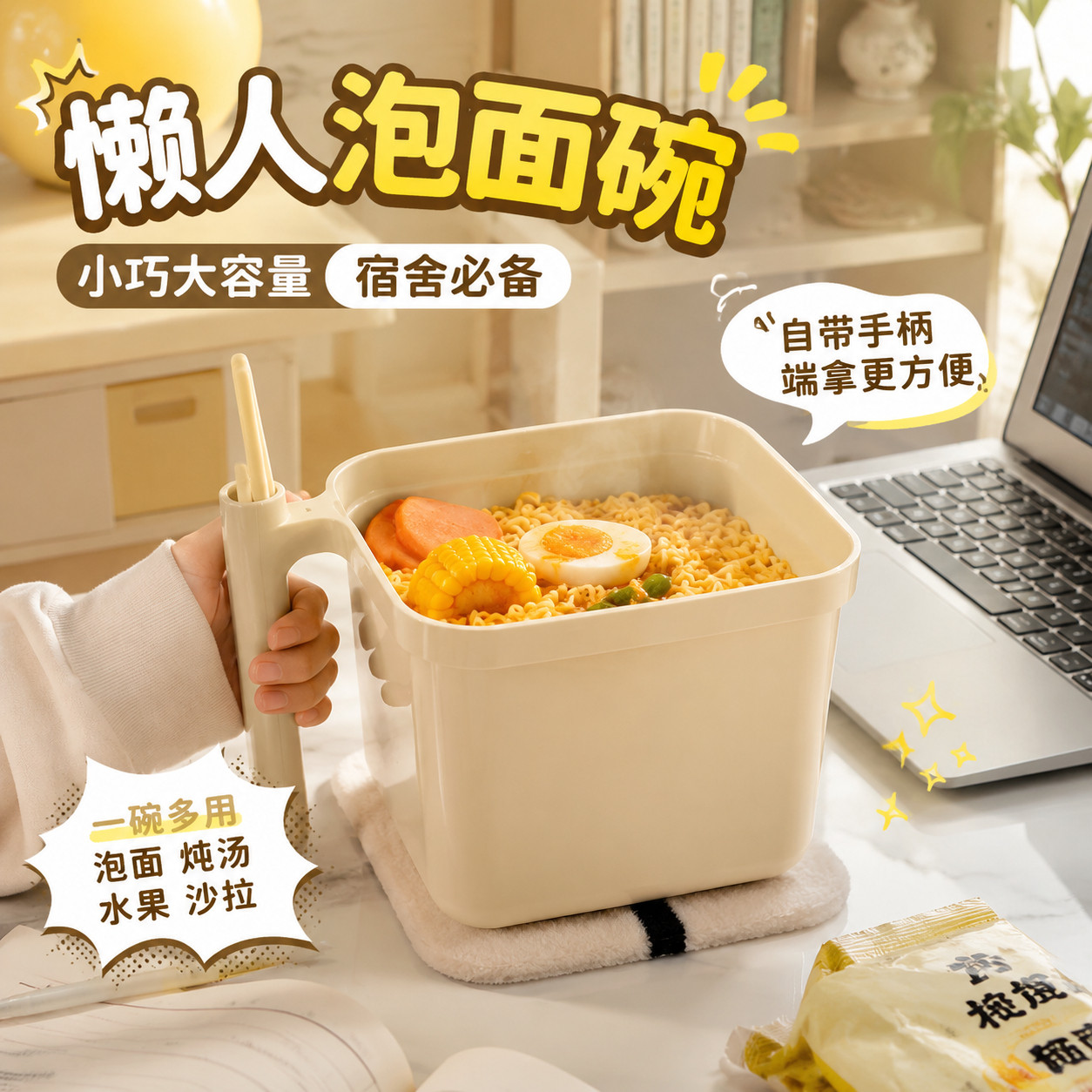 袋装泡面碗稀奇古怪宿舍新型泡面碗带手柄方便懒人免洗便携泡面盒