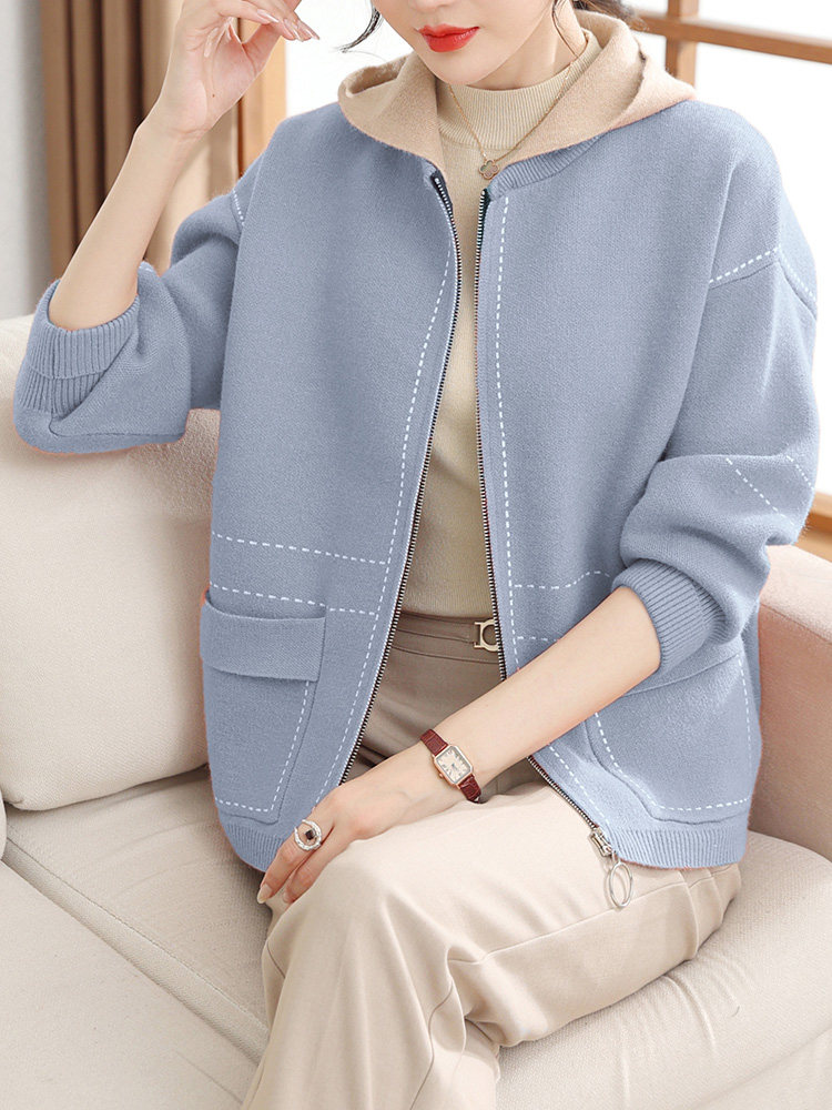 妈妈装2025春装大码针织开衫连帽外套洋气高贵中老年女装减龄上衣