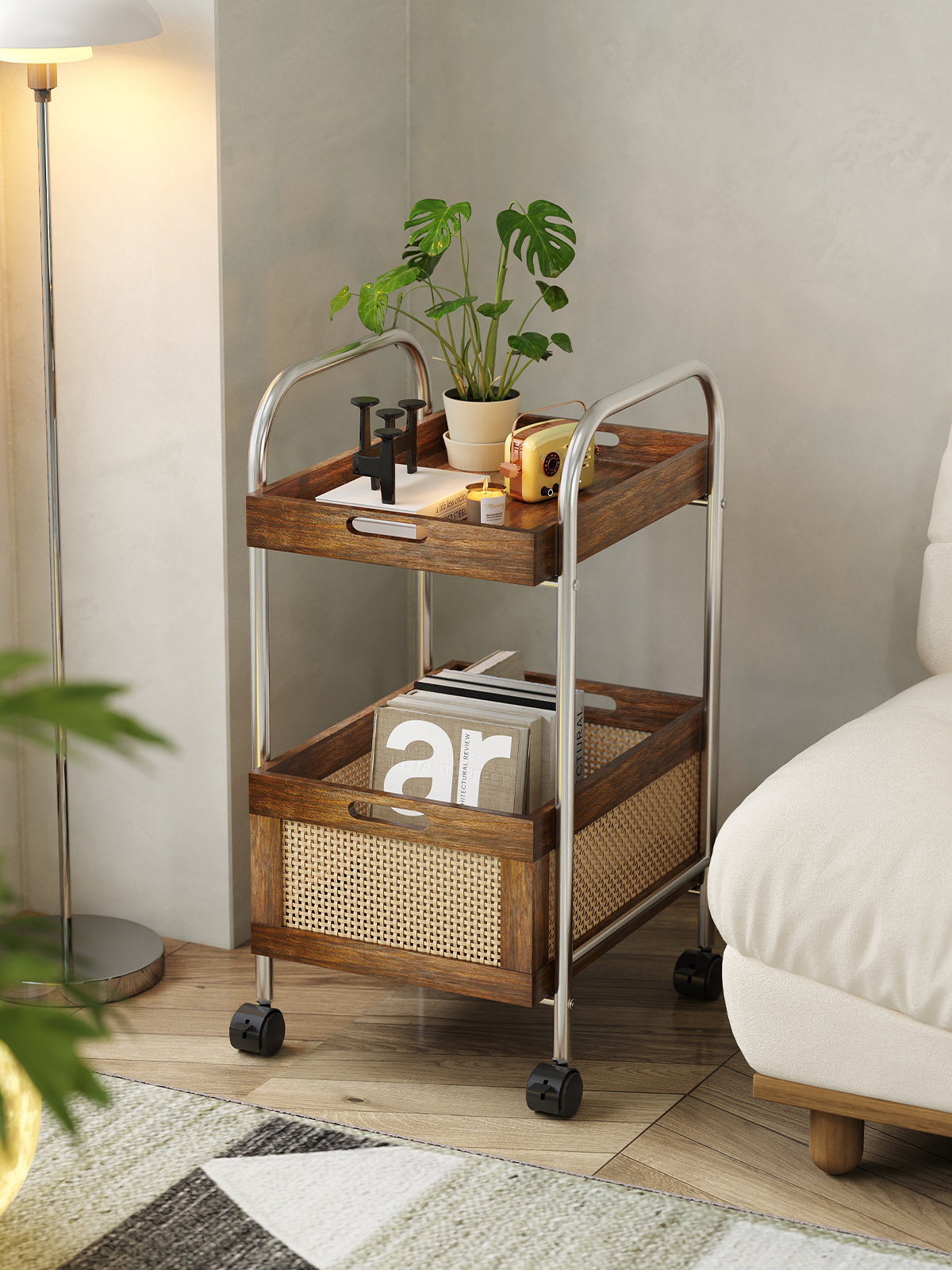 边几零食小推车置物架沙发边几客厅可移动侧边柜家用床头茶几桌子