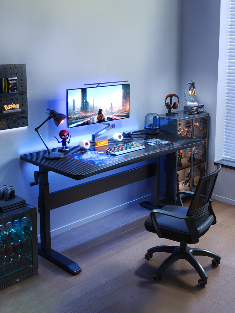 升降电脑桌台式电竞桌家用卧室学生书桌办公桌主播游戏桌子工作台
